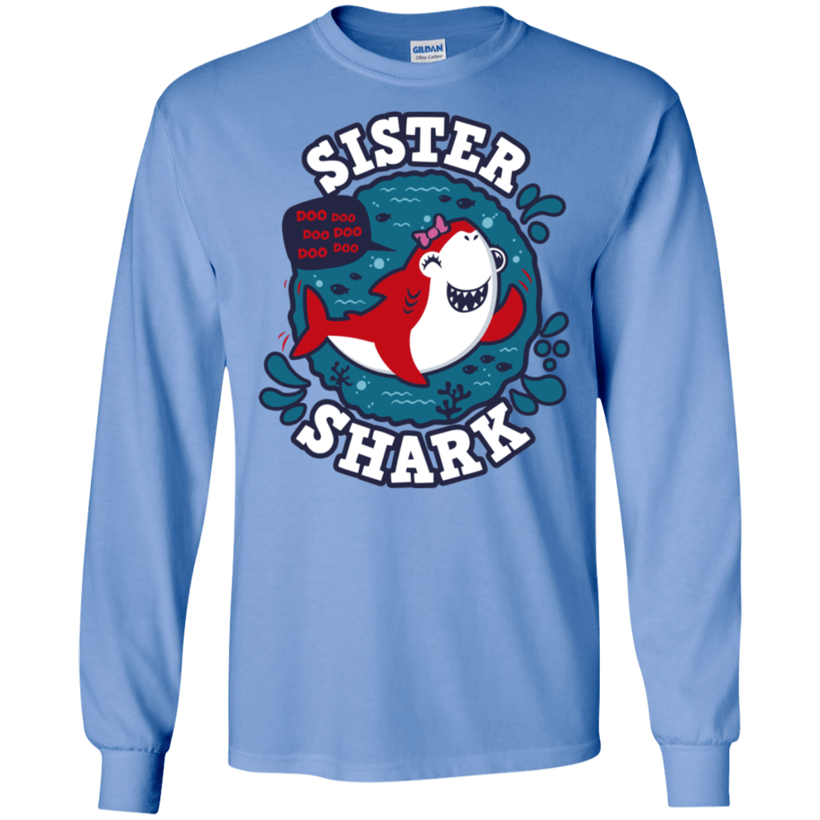 T-Shirts Carolina Blue / S Shark Family trazo - Sister Men's Long Sleeve T-Shirt