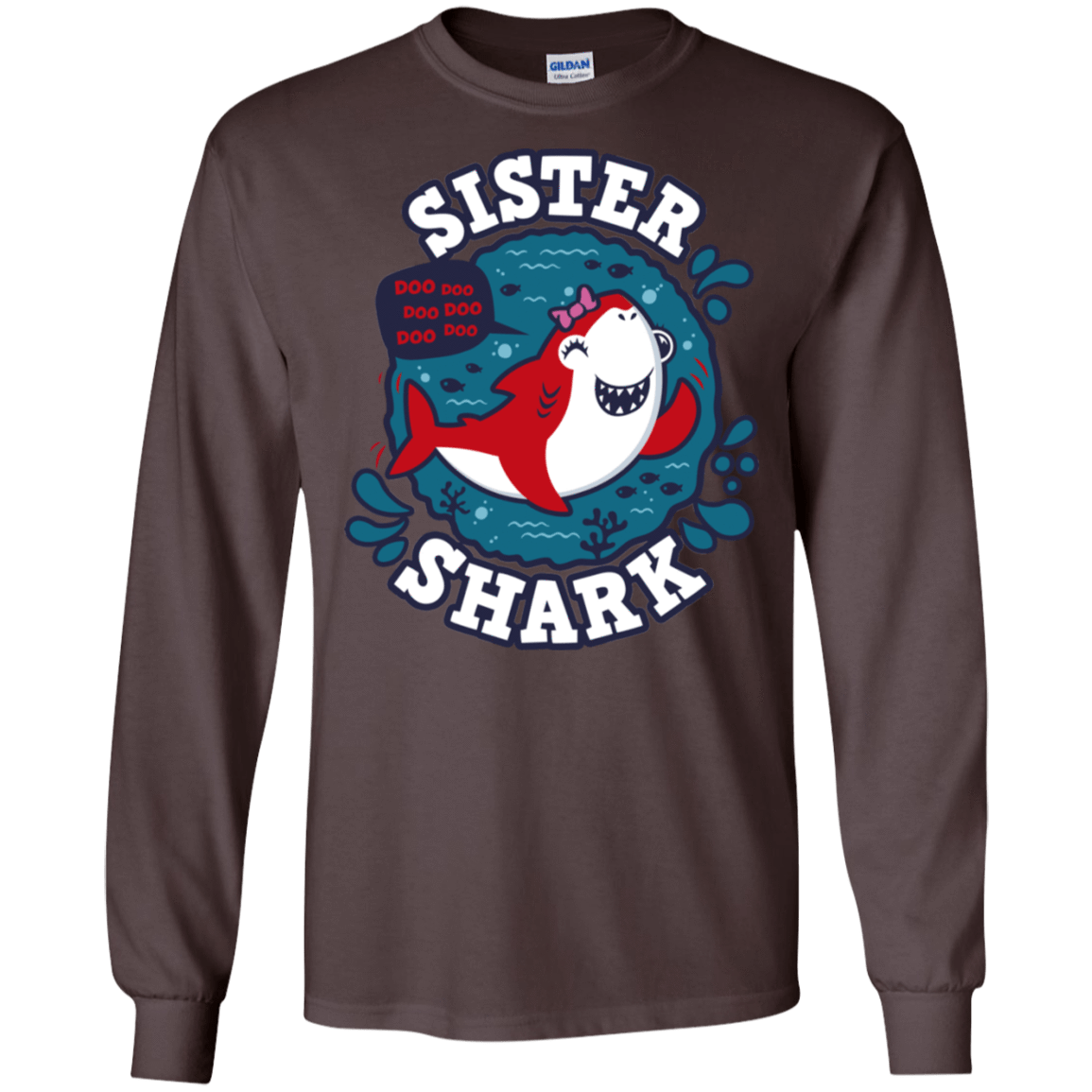 T-Shirts Dark Chocolate / S Shark Family trazo - Sister Men's Long Sleeve T-Shirt