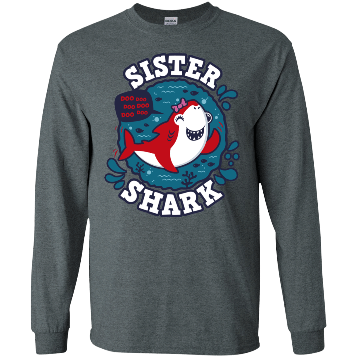 T-Shirts Dark Heather / S Shark Family trazo - Sister Men's Long Sleeve T-Shirt