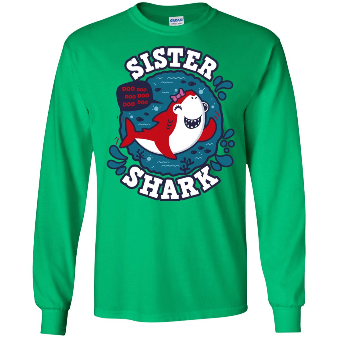 T-Shirts Irish Green / S Shark Family trazo - Sister Men's Long Sleeve T-Shirt