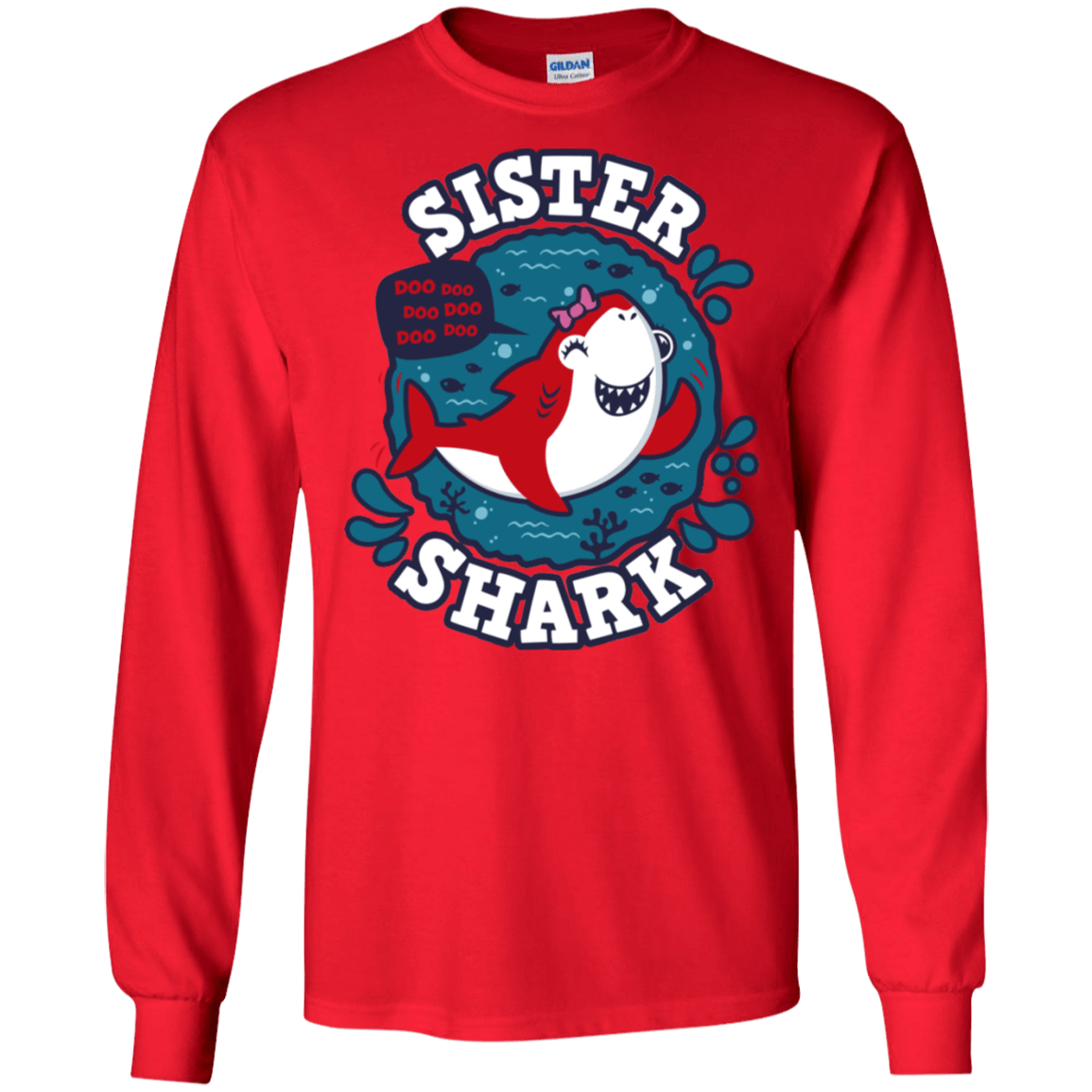 T-Shirts Red / S Shark Family trazo - Sister Men's Long Sleeve T-Shirt