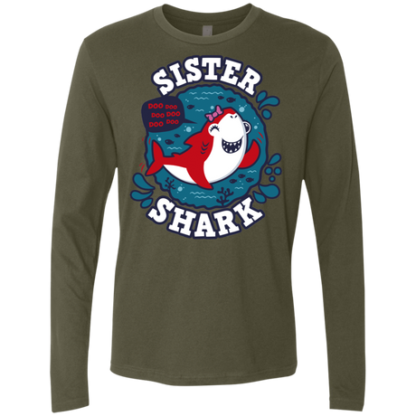 T-Shirts Military Green / S Shark Family trazo - Sister Men's Premium Long Sleeve