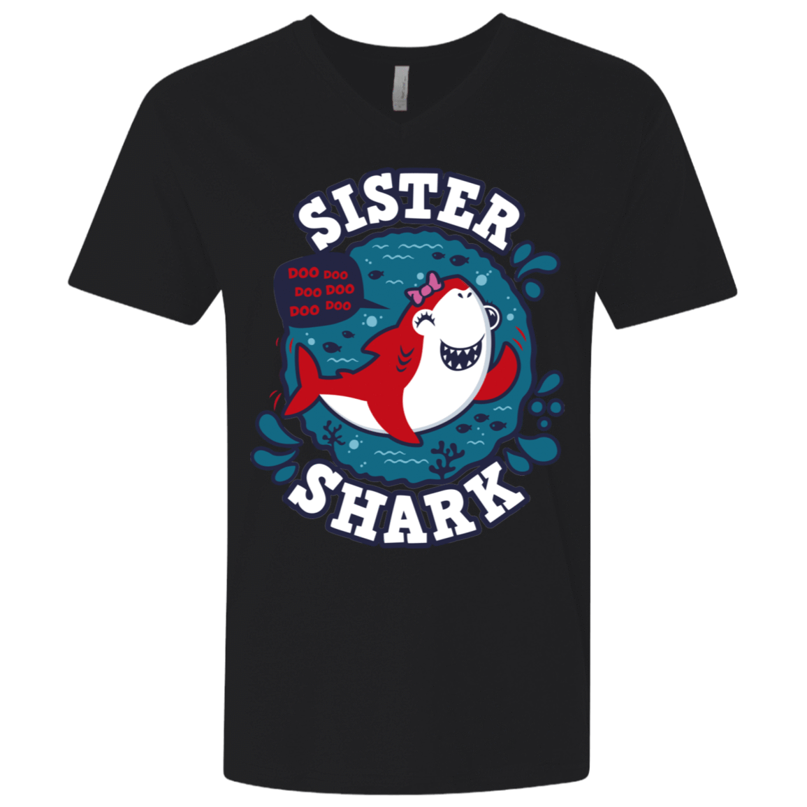 T-Shirts Black / X-Small Shark Family trazo - Sister Men's Premium V-Neck