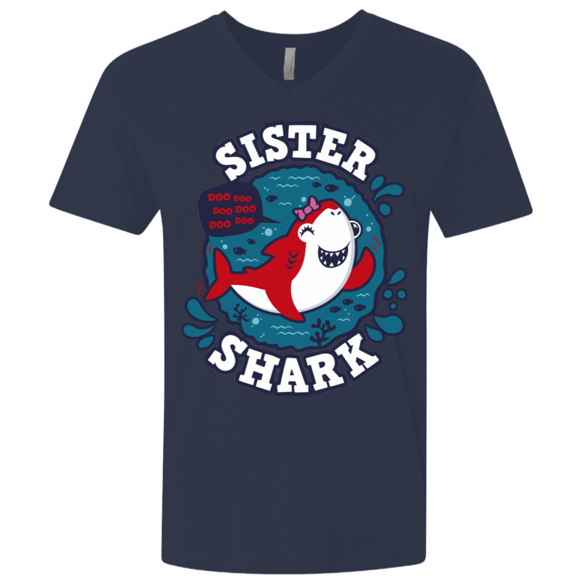 T-Shirts Midnight Navy / X-Small Shark Family trazo - Sister Men's Premium V-Neck