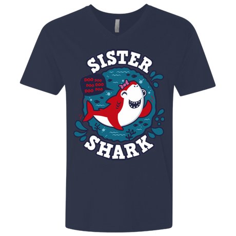 T-Shirts Midnight Navy / X-Small Shark Family trazo - Sister Men's Premium V-Neck