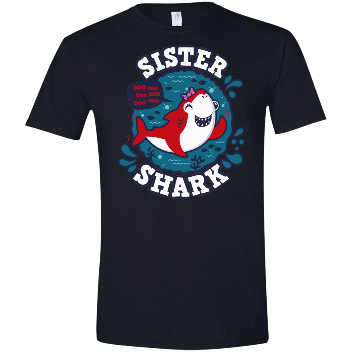 T-Shirts Black / X-Small Shark Family trazo - Sister Men's Semi-Fitted Softstyle