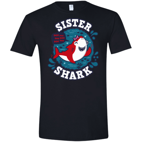 T-Shirts Black / X-Small Shark Family trazo - Sister Men's Semi-Fitted Softstyle
