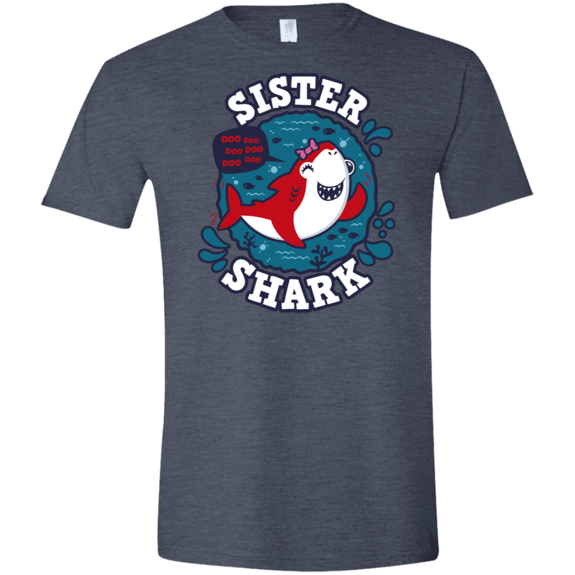 T-Shirts Heather Navy / S Shark Family trazo - Sister Men's Semi-Fitted Softstyle
