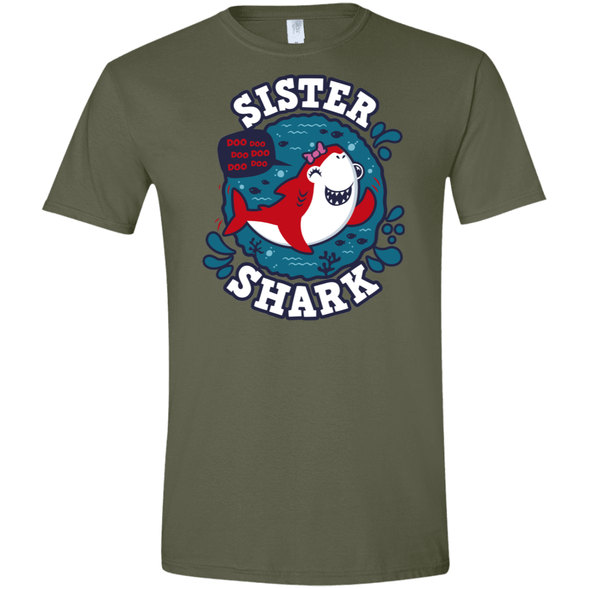 T-Shirts Military Green / S Shark Family trazo - Sister Men's Semi-Fitted Softstyle