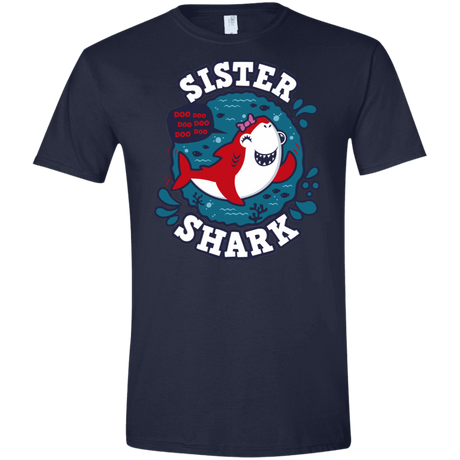 T-Shirts Navy / X-Small Shark Family trazo - Sister Men's Semi-Fitted Softstyle
