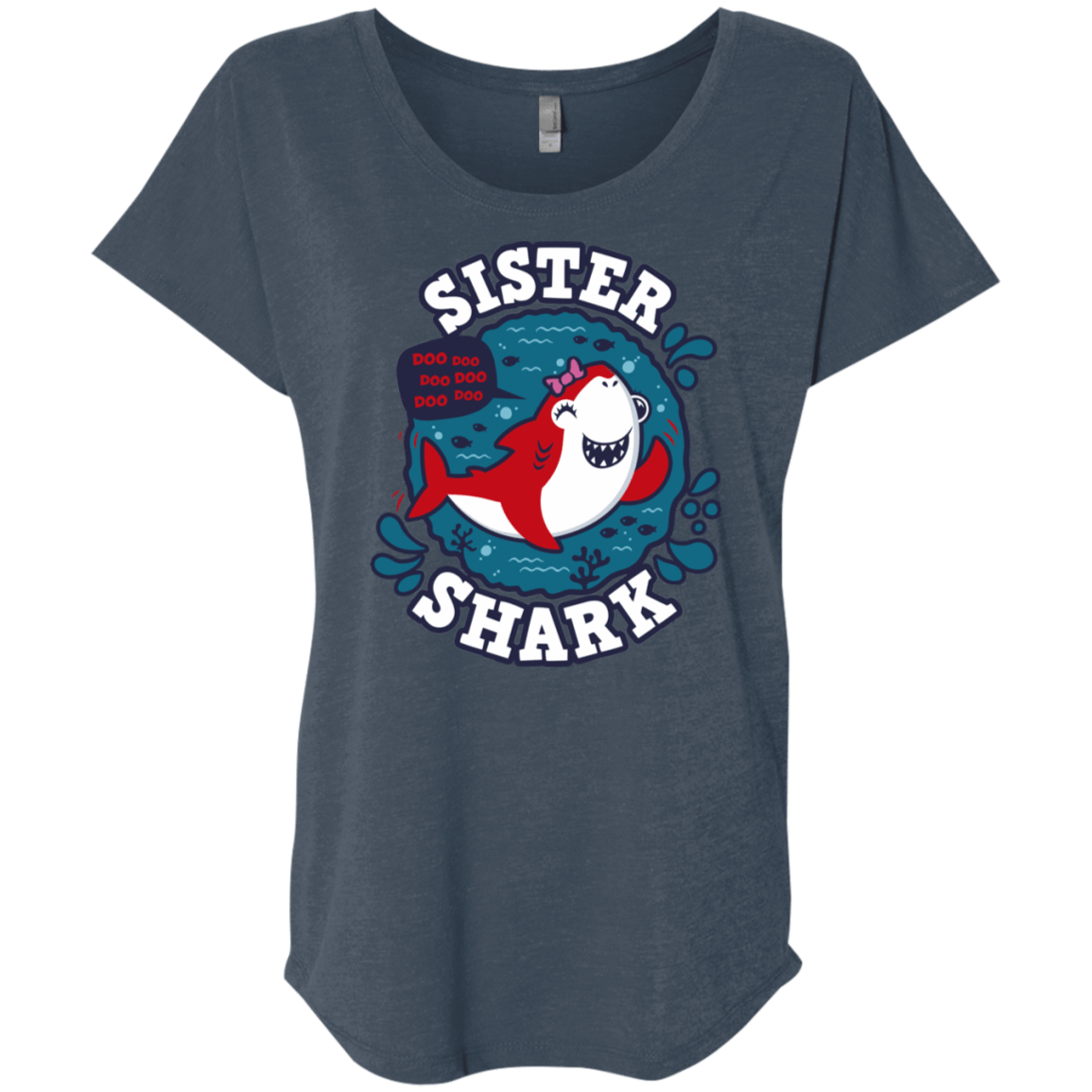 T-Shirts Indigo / X-Small Shark Family trazo - Sister Triblend Dolman Sleeve