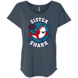 T-Shirts Indigo / X-Small Shark Family trazo - Sister Triblend Dolman Sleeve