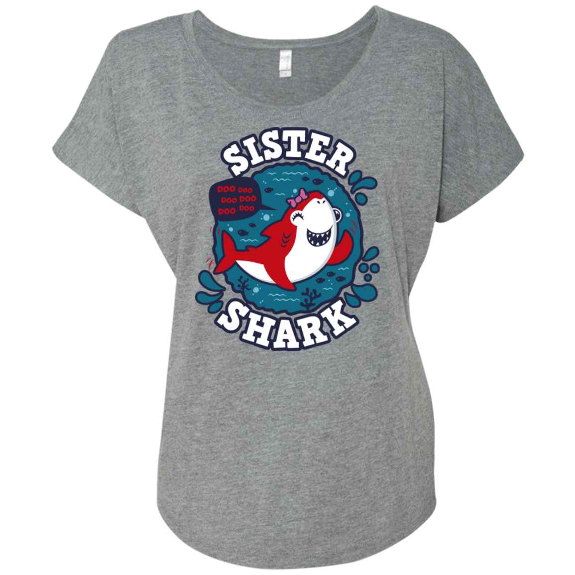 T-Shirts Premium Heather / X-Small Shark Family trazo - Sister Triblend Dolman Sleeve