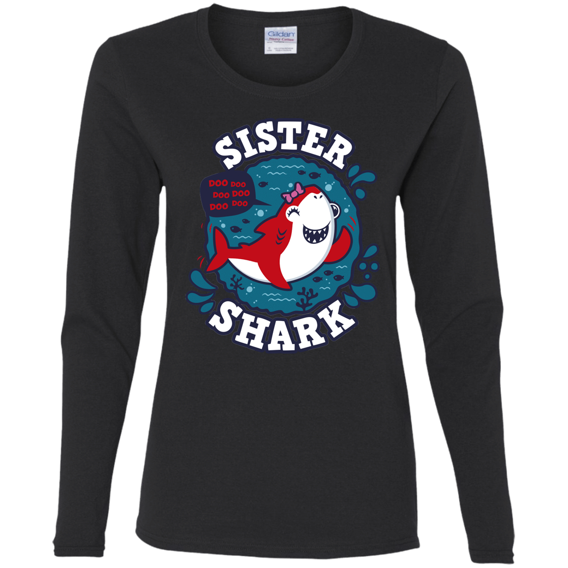 T-Shirts Black / S Shark Family trazo - Sister Women's Long Sleeve T-Shirt