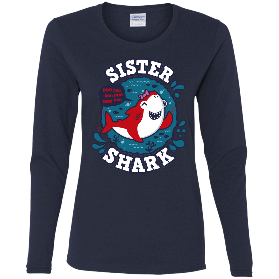 T-Shirts Navy / S Shark Family trazo - Sister Women's Long Sleeve T-Shirt