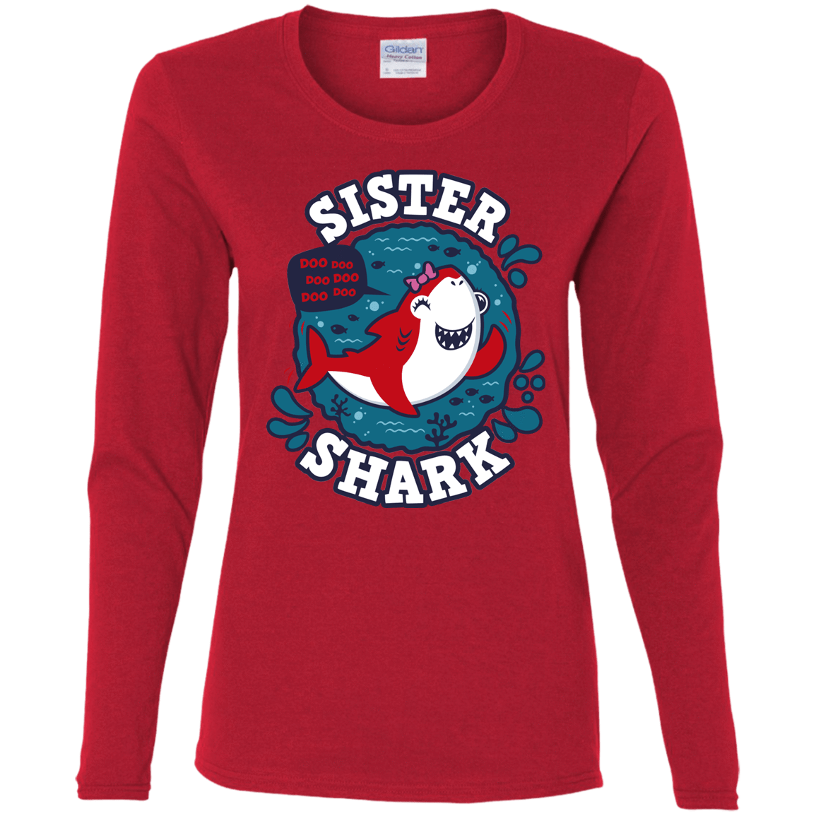 T-Shirts Red / S Shark Family trazo - Sister Women's Long Sleeve T-Shirt