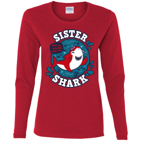 T-Shirts Red / S Shark Family trazo - Sister Women's Long Sleeve T-Shirt