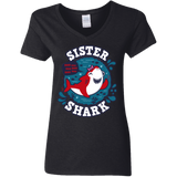 T-Shirts Black / S Shark Family trazo - Sister Women's V-Neck T-Shirt