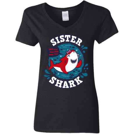 T-Shirts Black / S Shark Family trazo - Sister Women's V-Neck T-Shirt