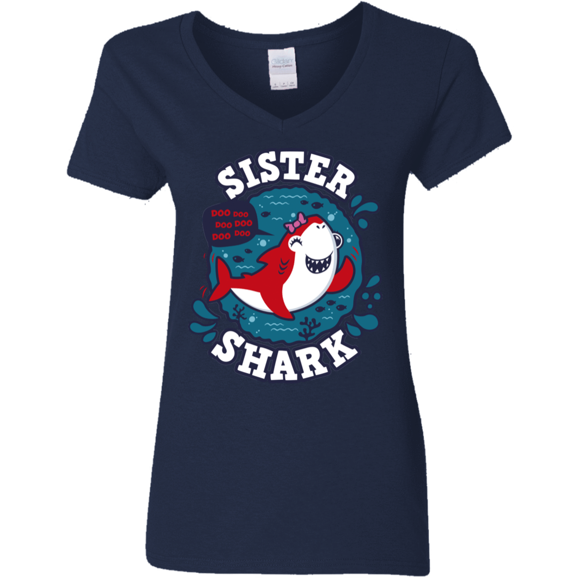 T-Shirts Navy / S Shark Family trazo - Sister Women's V-Neck T-Shirt