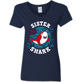 T-Shirts Navy / S Shark Family trazo - Sister Women's V-Neck T-Shirt