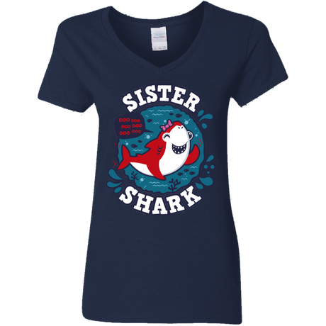 T-Shirts Navy / S Shark Family trazo - Sister Women's V-Neck T-Shirt