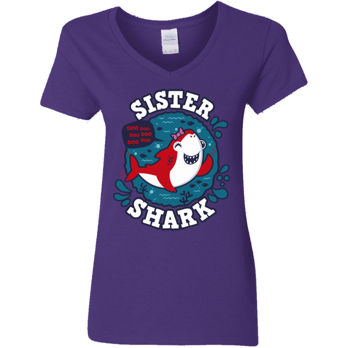 T-Shirts Purple / S Shark Family trazo - Sister Women's V-Neck T-Shirt