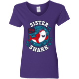 T-Shirts Purple / S Shark Family trazo - Sister Women's V-Neck T-Shirt