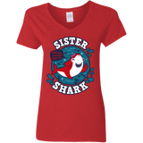 T-Shirts Red / S Shark Family trazo - Sister Women's V-Neck T-Shirt