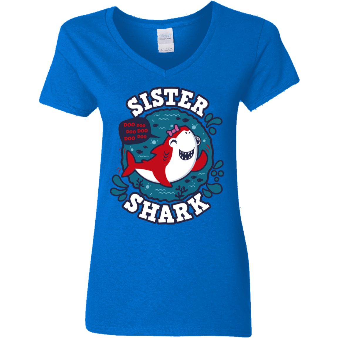 T-Shirts Royal / S Shark Family trazo - Sister Women's V-Neck T-Shirt