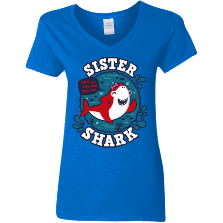 T-Shirts Royal / S Shark Family trazo - Sister Women's V-Neck T-Shirt