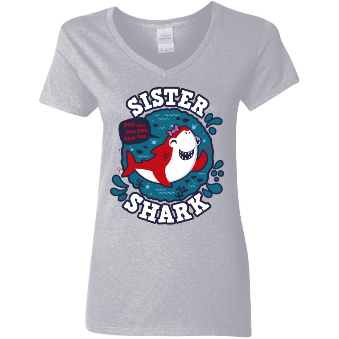 T-Shirts Sport Grey / S Shark Family trazo - Sister Women's V-Neck T-Shirt