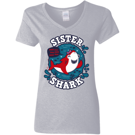 T-Shirts Sport Grey / S Shark Family trazo - Sister Women's V-Neck T-Shirt