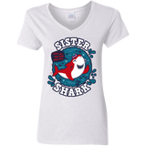 T-Shirts White / S Shark Family trazo - Sister Women's V-Neck T-Shirt