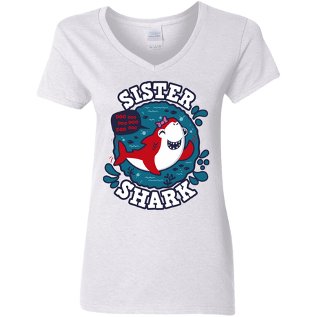 T-Shirts White / S Shark Family trazo - Sister Women's V-Neck T-Shirt