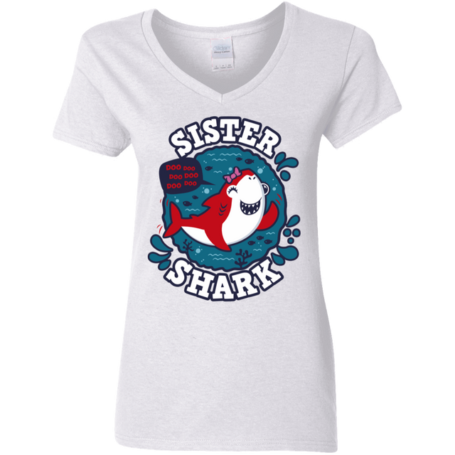 T-Shirts White / S Shark Family trazo - Sister Women's V-Neck T-Shirt