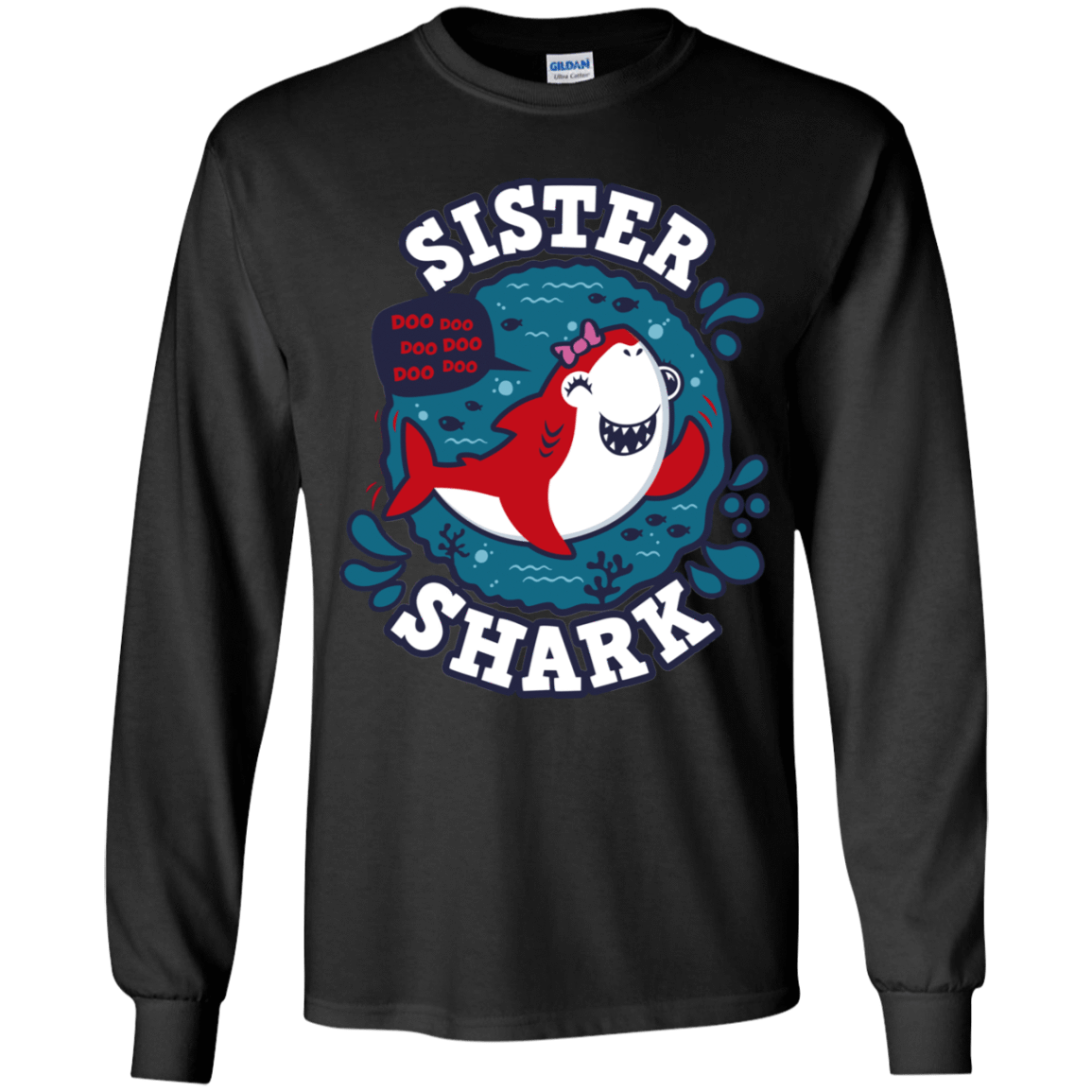 T-Shirts Black / YS Shark Family trazo - Sister Youth Long Sleeve T-Shirt