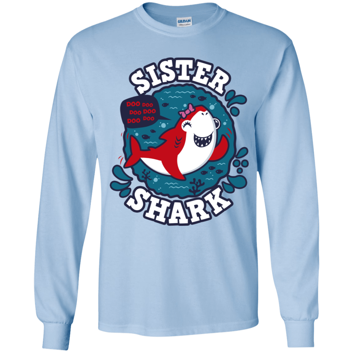 T-Shirts Light Blue / YS Shark Family trazo - Sister Youth Long Sleeve T-Shirt