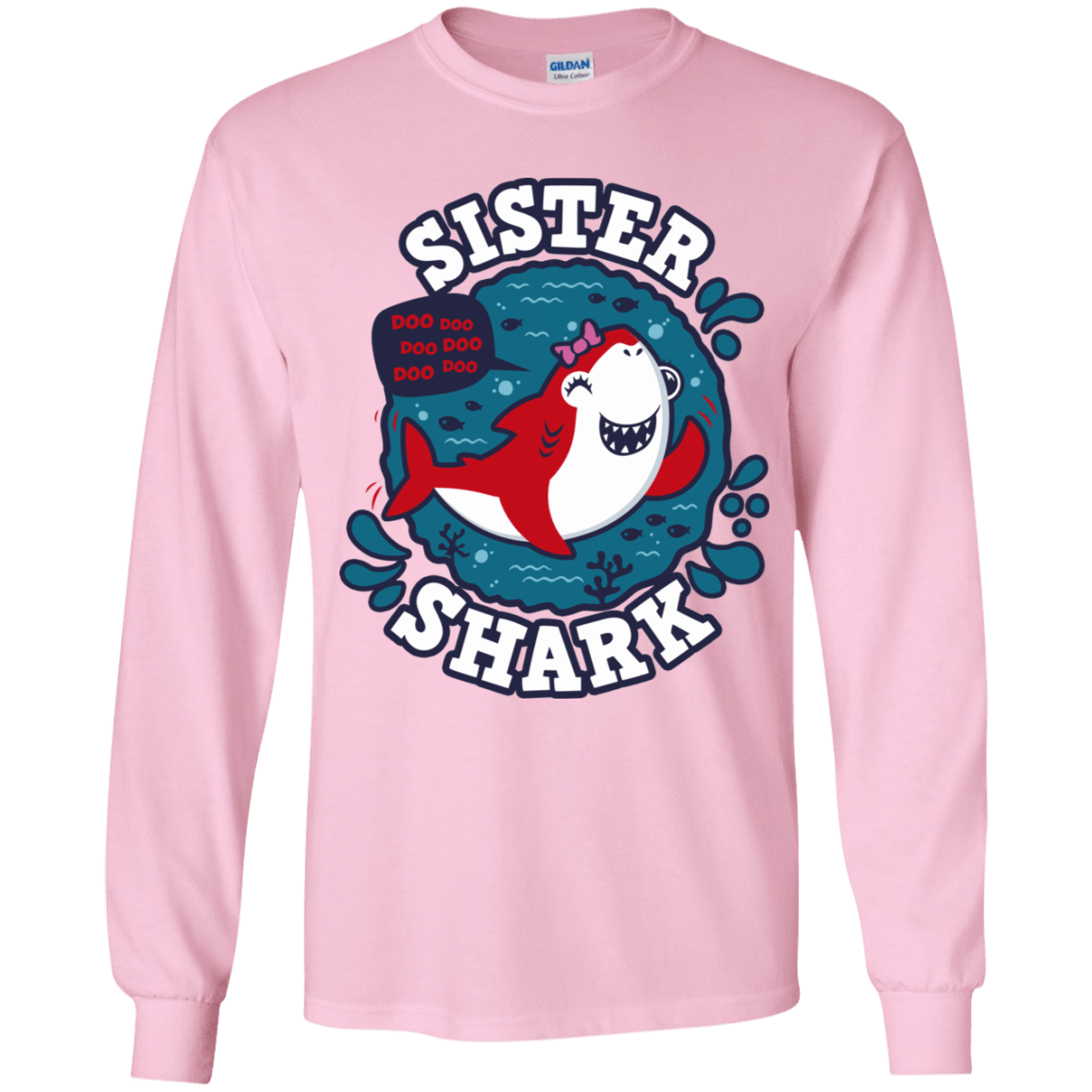 T-Shirts Light Pink / YS Shark Family trazo - Sister Youth Long Sleeve T-Shirt