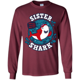 T-Shirts Maroon / YS Shark Family trazo - Sister Youth Long Sleeve T-Shirt