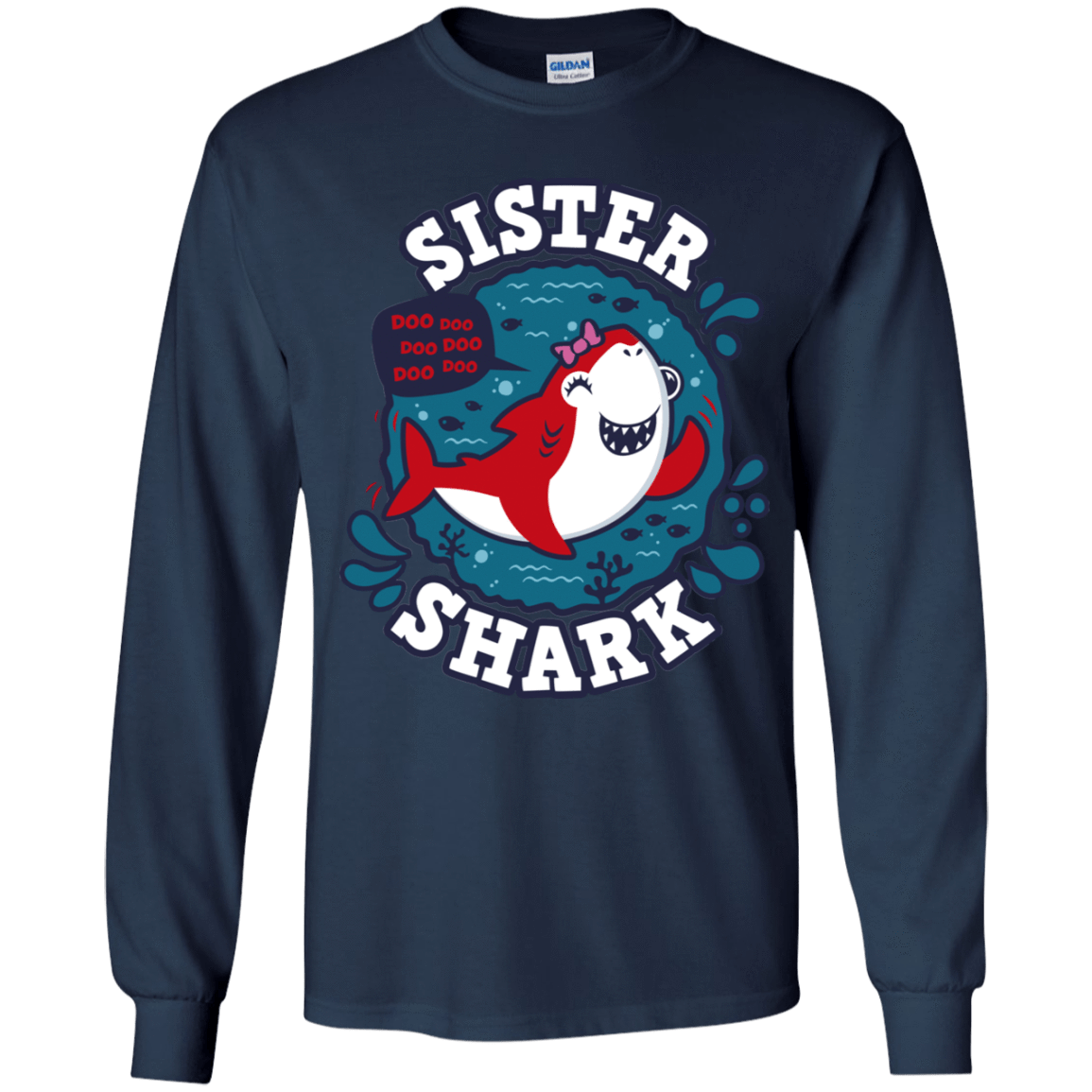 T-Shirts Navy / YS Shark Family trazo - Sister Youth Long Sleeve T-Shirt