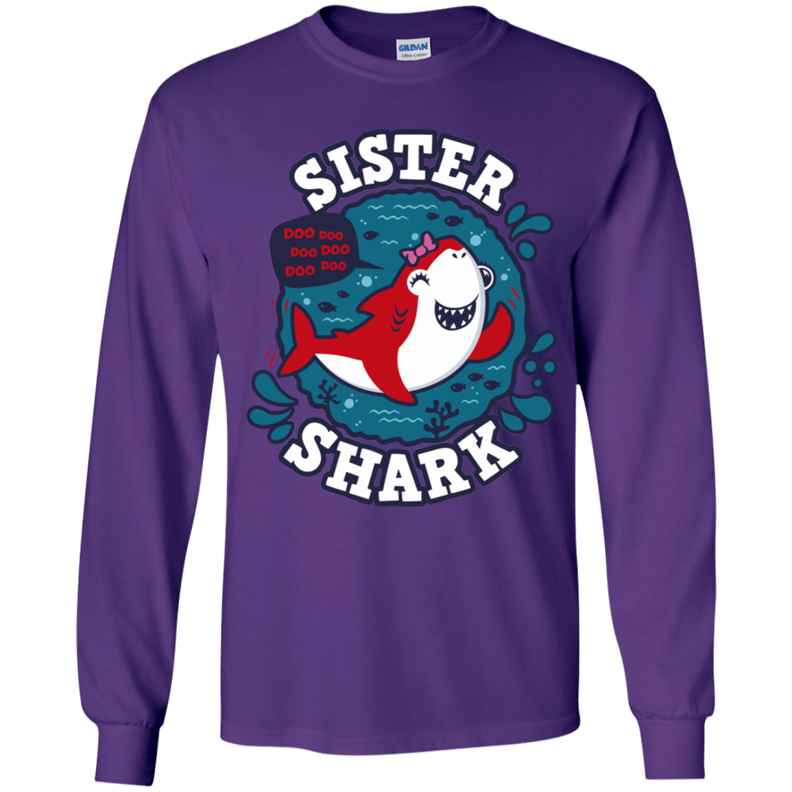 T-Shirts Purple / YS Shark Family trazo - Sister Youth Long Sleeve T-Shirt