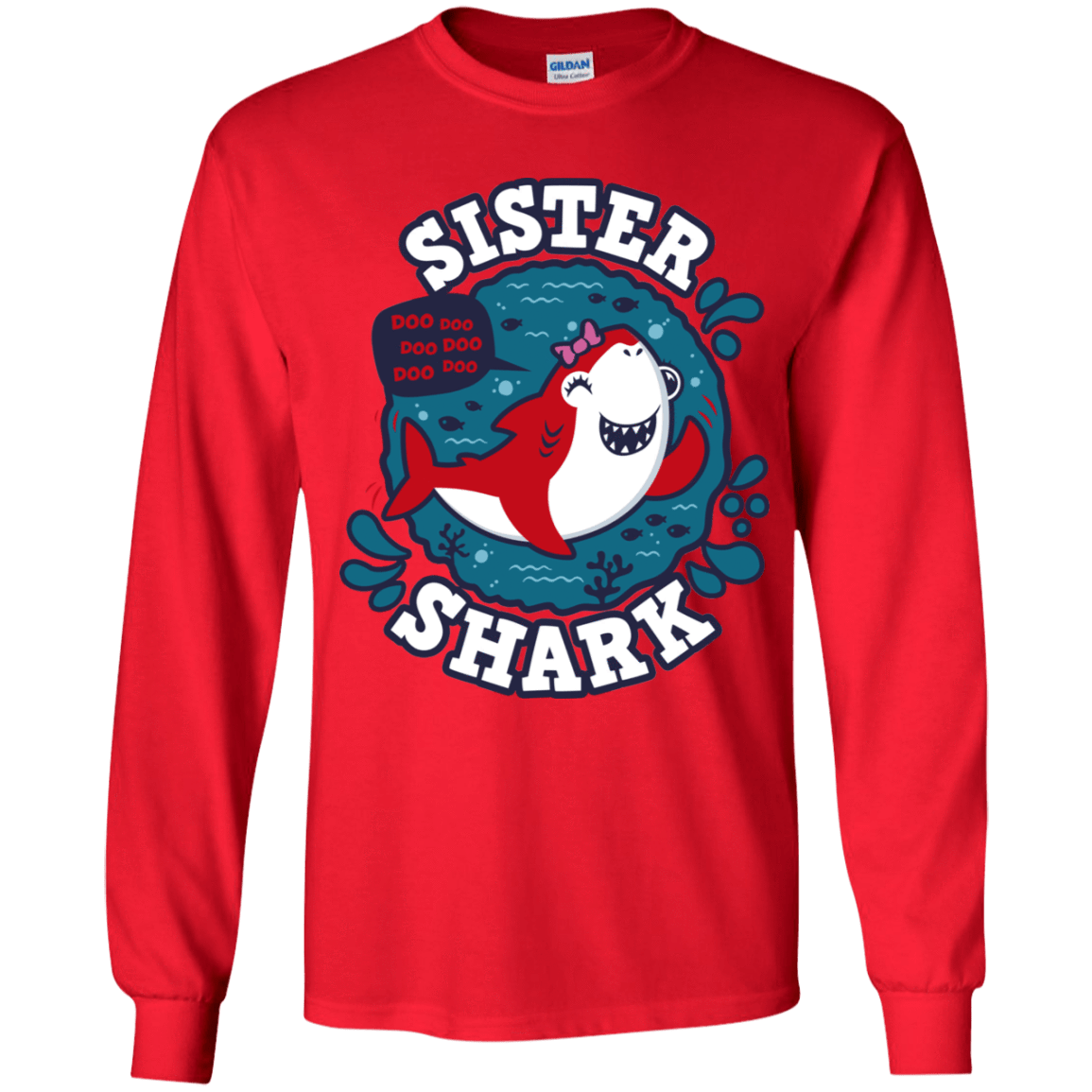 T-Shirts Red / YS Shark Family trazo - Sister Youth Long Sleeve T-Shirt