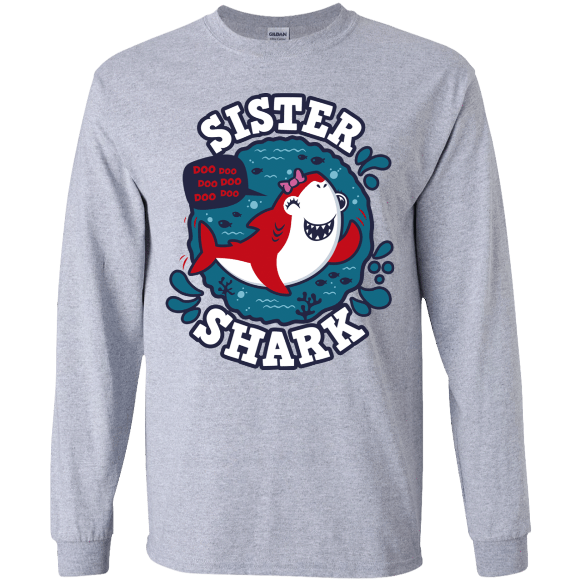 T-Shirts Sport Grey / YS Shark Family trazo - Sister Youth Long Sleeve T-Shirt