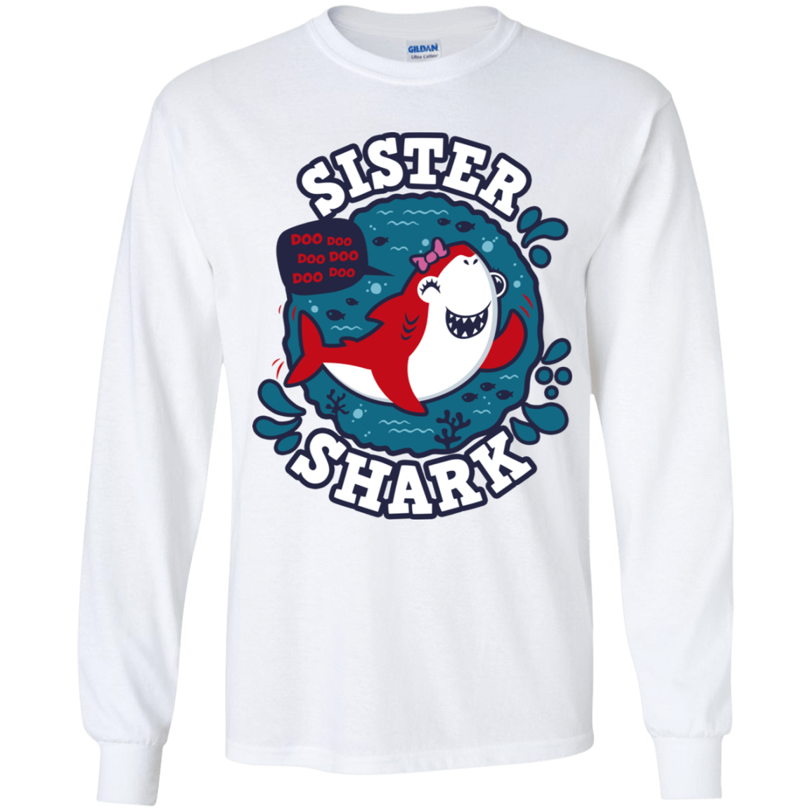 T-Shirts White / YS Shark Family trazo - Sister Youth Long Sleeve T-Shirt