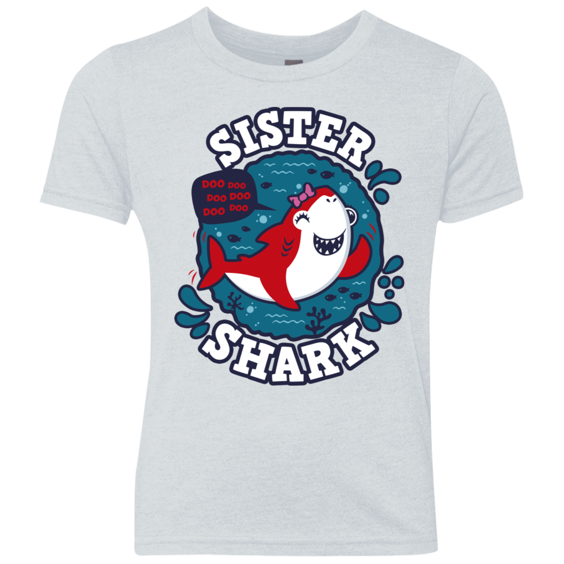 T-Shirts Heather White / YXS Shark Family trazo - Sister Youth Triblend T-Shirt