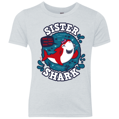T-Shirts Heather White / YXS Shark Family trazo - Sister Youth Triblend T-Shirt