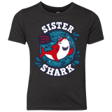 T-Shirts Vintage Black / YXS Shark Family trazo - Sister Youth Triblend T-Shirt