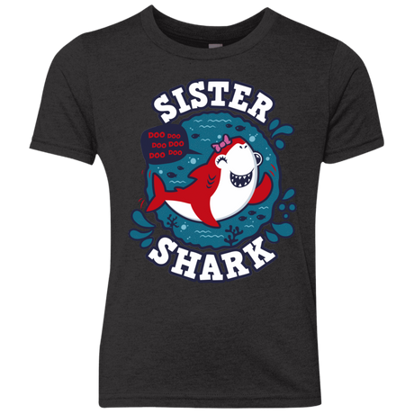T-Shirts Vintage Black / YXS Shark Family trazo - Sister Youth Triblend T-Shirt