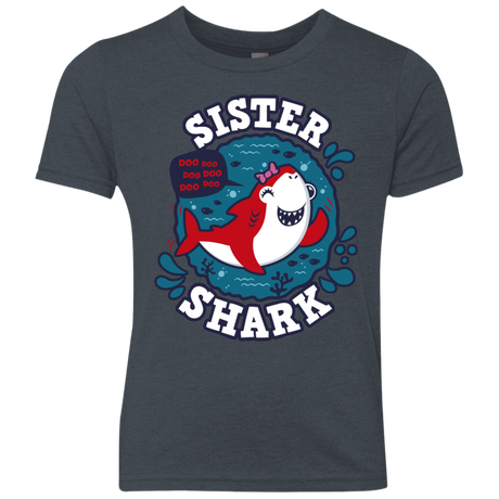 T-Shirts Vintage Navy / YXS Shark Family trazo - Sister Youth Triblend T-Shirt